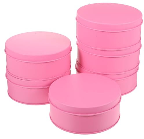 OKUMEYR 6pcs round Tinplate Storage Box Large Capacity Pink
