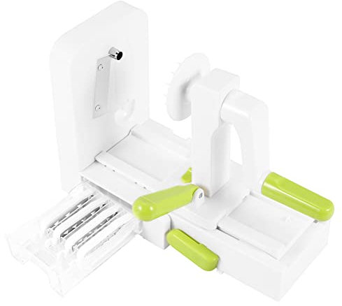 Qusedwey Espiralizador de Vegetales de 4 Cuchillas Plegables Pasta de Vegetales y Espaguetis Patata Cortador de Espiral de Verduras Cortador de Calabacín