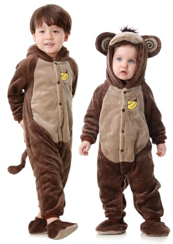 Ragelion Baby Monkey Costume Set Monkey Onesie Animal Cosplay for Halloween Carnival Theme Party