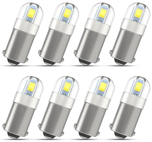 8pcs BA9S Ampoule LED Voiture, T11 BA9 1895 1891 6500K Blanc 12V 3030 2SMD Chipsets Ampoule Voiture Veilleuse LED Voiture Ampoule Carte Plaque D'immatriculation Boîte à Gants Lumière Plafonnier