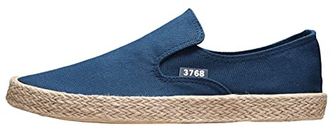 Mocassins respirants pour homme - Chaussures basses à enfiler - Couleur unie - Version coréenne - Tendance - Décontractée - Confortable - Légère - Semelle en lin, bleu, 41 1/3 EU