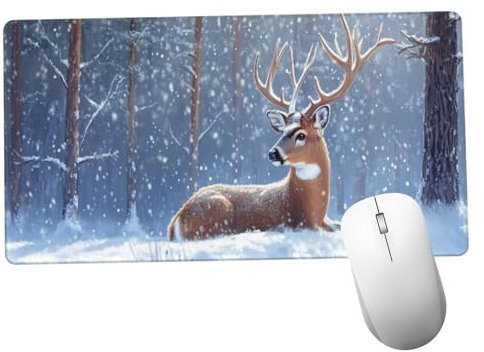 Blanco Alfombrilla Ratón 1400x600x3mm Alfombrilla Raton XXL con Base de Goma Antideslizante, Accesorios Gaming Ciervo, Ordenador Gamer Regalos, Mouse Pad Gaming Mejora La Precisión Y La Velocida Y1410