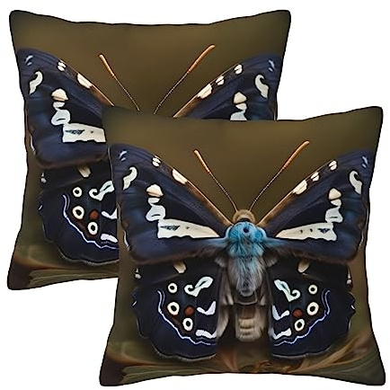 Evengigy Juego de 2 fundas de cojín cuadradas con diseño de alas de polilla, 50 x 50 cm