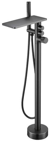 Grifo de Bañera Independiente con Cascada de Latón 2 Funciones Grifo de Bañera Independiente Grifo de Bañera Independiente Grifo de Bañera de Pie Color Gris