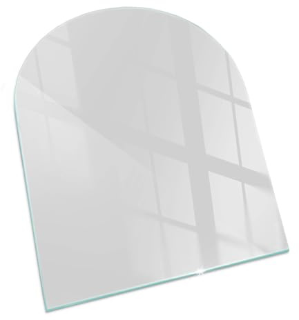 Kamin Bodenplatte 80x70 cm Bodenbelag Schutz vor Schäden Spritzwasserschutz Schutz vor Glut Wohnzimmer Sicherungsblech Rundbogen Herdboden Polierte Kanten - Farbe Grau