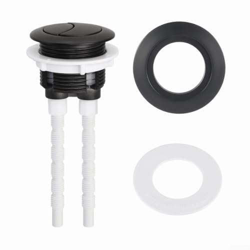 Botón Pulsador de Doble Descarga para Inodoro, Repuesto Universal de Válvula de Cisterna con Adaptador para Tapas de Tanque de 38mm, 48mm, 58mm, Pieza de Reparación de Tanque de Agua para Baño(Negro)