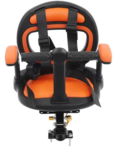 Fahrradkindersitz Front ab 6 Monate bis 8 Jahre (bis 40 kg), Fahrradsitz Kinder Vorne mit 5-Punkt Gurtsystem, 360° drehen, E-Bike tauglich für Citybike, Trekkingrad und Mountainbike (Orange)