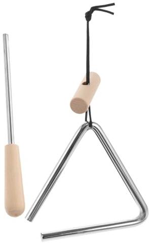 HONITANO Handperkussions Triangel 4 Zoll Mit Holzgriff Aus Eisen Kindermusik Dreieck Als Musikalisches Schlaginstrument Für Musiklernen Und Frühe