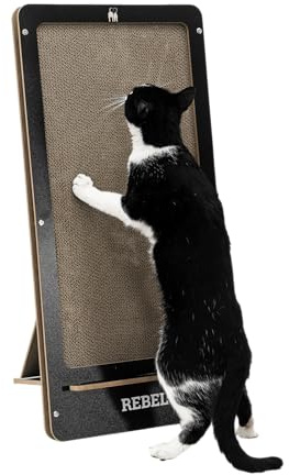 Petrebels Kratzpappe Coco 80, Katzen Kratzbrett aus sehr stabilem Karton, Kratzkarton Vertikal 60 x 32 x 34 cm, Farbe Schwarz