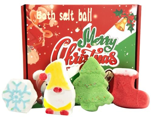 4 Stück Bunte Badekugeln Mit Weihnachtsduft, Badebomben Geschenkset,Weihnachten Badebomben,Badekugeln Weihnachtsbaum,Geschenke für Frauen Mama Freundin,Weihnachtsgeschenke