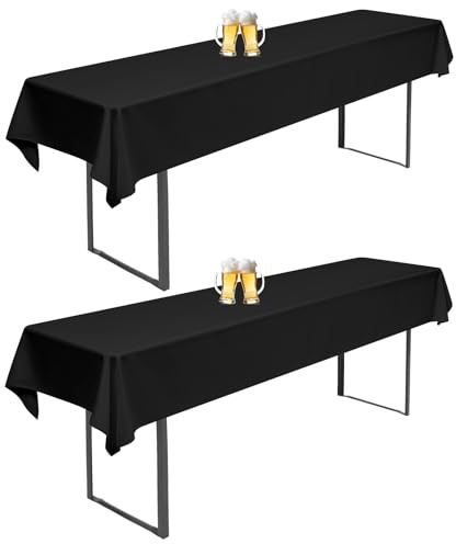 2 Stück Biertisch Tischdecke Schwarz Universal für 50cm u.70cm Biertische Hussen für Biertisch Biertischhussen Rechteckige Tischdecken Waschbar 110x260cm (Schwarz)