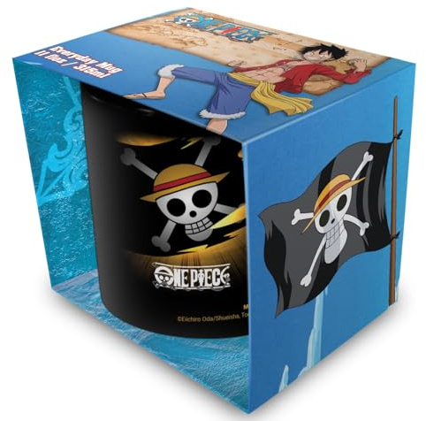 One Piece (Straw Hat Logo Black Pod Mug, Black Ceramic Mug 315ml / 11oz, Officially Licensed by Pyramid International, Ideal for Home, Office or Gift Use