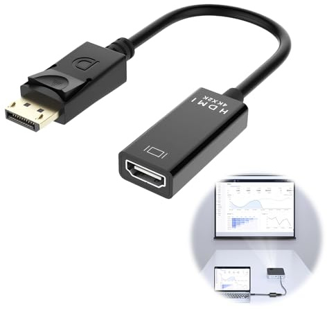 Vexorlian 4K DisplayPort to HDMI Adapter for Monitor with 1440p/30Hz & 1080p/60Hz Support, Male to Female Converter for Lenovo, HP, Dell