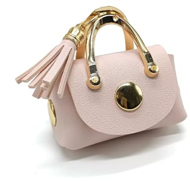 LAOYEFACAI Mini bolso para mujer Llavero Estuche multifuncional de cuero para auriculares Llaves y pintalabios Elegante adorno para bolso, llavero para coche y organizador