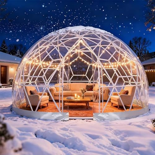 Tenda a Cupola da Giardino, Tenda a Bolle Igloo Trasparente da 12 X 7,2 Piedi in Pvc, Resistente Alle Intemperie Trasparente Grande Speciosa per 5-8 Persone, per Feste Natale Relax All'aperto