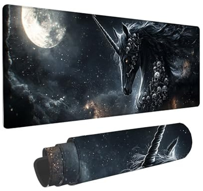 Tapis de Souris de Jeu, 1400 x 600 mm XXL Tapis Souris Gaming Grand, Antidérapant Étanche, iExtended Long Clavier Mouse Pad XXL, Accessoire Bureau, pour Gamer, Ordinateur, PC (Lune Licorne) i-905