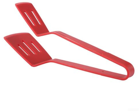 Hosrivae Pince de cuisine en silicone avec noyau en acier inoxydable, résistante à la chaleur, poignée antidérapante pour barbecue, grill, salade et manipulation des aliments de cuisine (rouge)