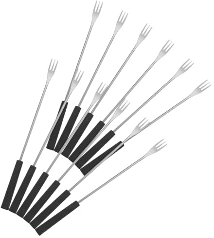 Artibetter Tenedores de Fondue de Acero Inoxidable y Mango Pp, 12 Piezas, Utensilios para Fondue de Queso, Chocolate y Fruta, Ideales para Cocina y Barbacoa Hogar