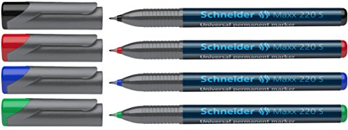Schneider 220 S Universal-Marker (Permanent) 4er Etui schwarz/rot/blau/grün