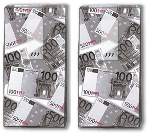 20 Taschentücher (2x 10) Euro / Geld / Geldscheine / Motivtaschentücher