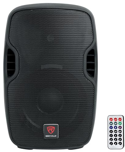 Rockville BPA10 10 400W Peak Powered PA DJ Speaker with Bluetooth, USB/SD Player, FM Radio, XLR/RCA/1/4/Aux Inputs, Remote, Flyable & Stand Mount - for DJs, Musicians, Events