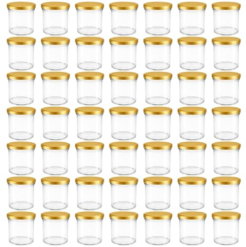 hocz 50x Marmeladengläser 167 ml | mit Deckel Gold TO 66 | Einmachgläser mit Schraubdeckel zum befüllen | Sturzgläser für Marmelade Schraubgläser | leere Gläser Set | 50 Stück