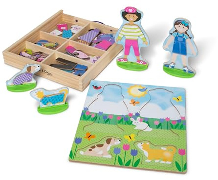 Melissa & Doug Best Friends Magnetische Dress-Up Holz-Puppen Pretend Play Set (78 PCs) - Puppen Dress-Up Play Set