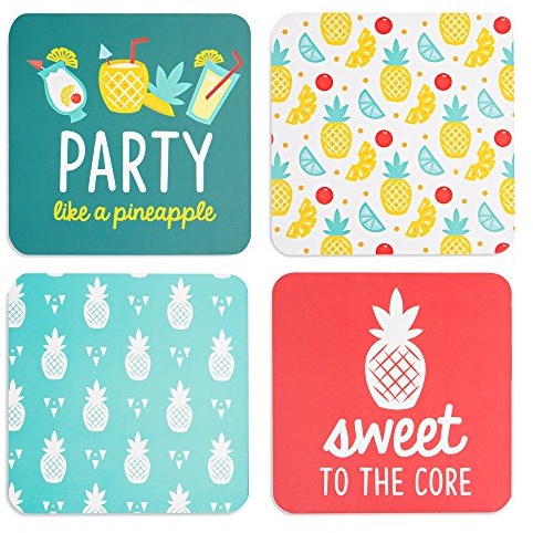 Pavilion - Pineapple Summer Cocktail Themed Drink Coasters Set of 4