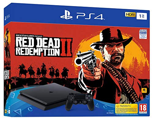 Playstation PS4 Slim 1 To E noir + Red Dead Redemption 2 - Standard Edition
