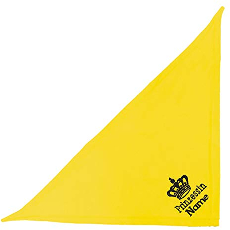 Schecker Besticktes Hundehalstuch Gelb 50 cm mit Text Prinzessin + Krone + Name vom Hund viele Farben und 3 Größen
