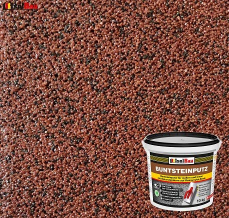 Isolbau - Buntsteinputz für Außen und Innen (Rotbraun, Schwarz) 10 kg - BP80 Mosaikputz Dekorationsputz Frostsicher, Wasserfest, Stoßfest