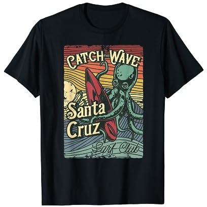 Retro Vintage Surf Club Octopus CA Santa Cruz T-Shirt