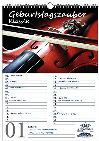 Geburtstagsplaner Geburtstagskalender Klassikzauber DIN A3 Kalender Klassik und Instrumente - Seelenzauber