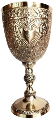 BONA FIDE PURE BRASS GOBLET heavy gauge,Pure brass chalice cup,Premium Champagne Flutes, Wine drinking Glass,tumbler cups for water,Royal Chalice Cup,embossed