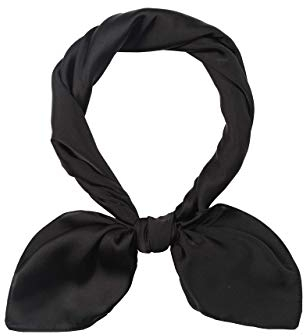 MEANBEAUTY Damen 70 x 70 cm Seidenschal Seide Leicht Bandana mehrfarbig Schal Kopftuch Haarschal-Schwarz
