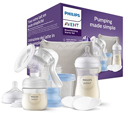 Philips Avent Handmilchpumpe Starter-Set - einfaches Abpumpen, Aufbewahren und Füttern, mit Natural-Motion Technologie, inkl. Babyflasche, Aufbewahrungsbecher und Transporttasche (Modell SCF430/16)