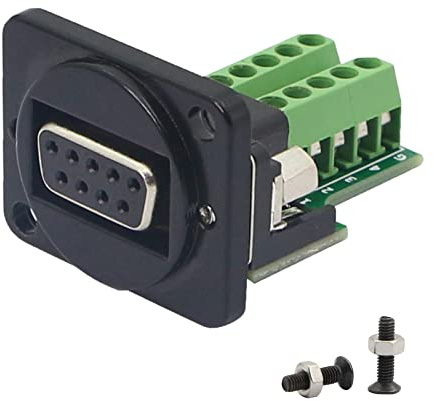QIANRENON DB9 RS232 Panel Montage Adapter DB9 RS232 Buchse zu Schraubklemmen Connector Breakout Board, 9 Pin schweißfreier D-Typ Stecker,Schwarz