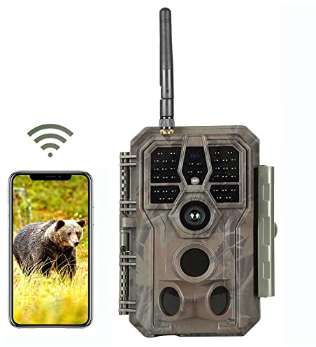 Folgtek WiFi Caméra de Chasse 64MP 1296P Caméra pour la Faune et la Flore AVCE Vision Nocturne 100 Pieds IP66 Étanche 120° Angle de Détection pour la Surveillance de la Ferme et la Faune