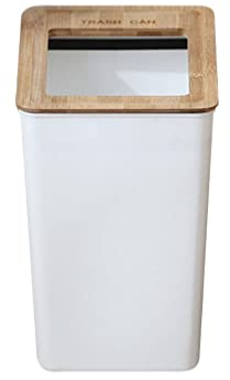 Cabilock Poubelle en Plastique Style Nordique Couvercle Bois Blanc