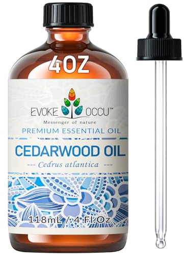 EVOKE OCCU Cedarwood Essential Oil 4 Fl Oz for Spray Home Diffuser Skin Aromatherapy Massage Candle and Soap Making - 118ml