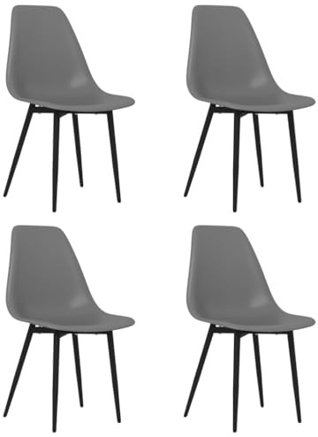 vidaXL 4X Esszimmerstuhl Küchenstuhl Essstuhl Lehnstuhl Wohnzimmerstuhl Stuhl Set Stühle Esszimmerstühle Küchenstühle Essstühle Grau PP