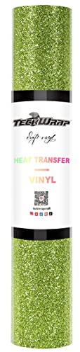 TECKWRAP Glitter Heat Transfer Vinyl Rolle - HTV Iron On Flex Folie 152 cm x 30 cm (Limettengrün)