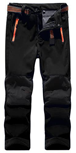 Jessie Kidden Kids Boys Girls Youth Waterproof Windproof Hiking Ski Snow Pants Elastic Waist Warm Insulated Fleece Lined Winter Pants (16010 Black, 6-7 Years)