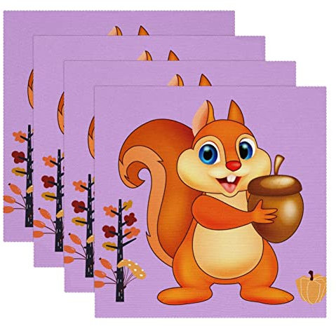Quadratisches Tischset, Esstisch-Tischset, waschbare Tischsets,Tier Cartoon Tier Tannenzapfen