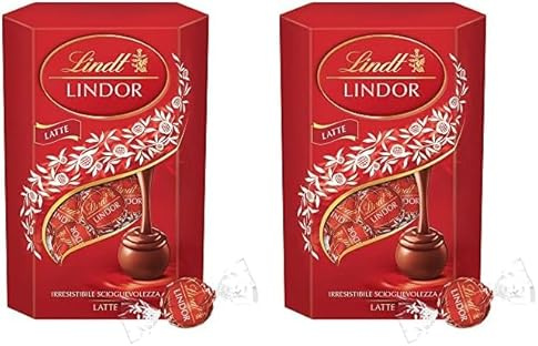 Lindt LINDOR Praline di Cioccolato al Latte, 16 Cioccolatini, in confezione 200g (Confezione da 2)