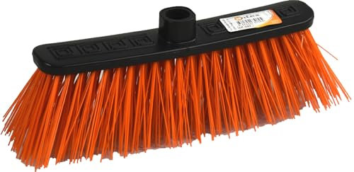 Extra Tough Brush Broom Long Handle PVC Strong Bristles Brush Garden Broom Indoor Excellent at Cleaning Various Surfaces Floor (Orange)