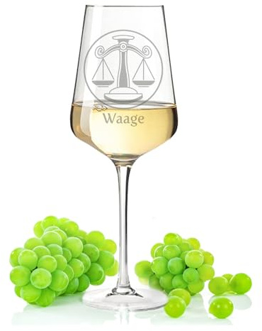 GRAVURZEILE Leonardo Weinglas mit Gravur - Sternzeichen - Personalisiert mit eigenem Namen und Horoskop - Geschenk für Mann und Frau - Geeignet für Wein Aperol Sangria und Lillet - Farbe: Puccini