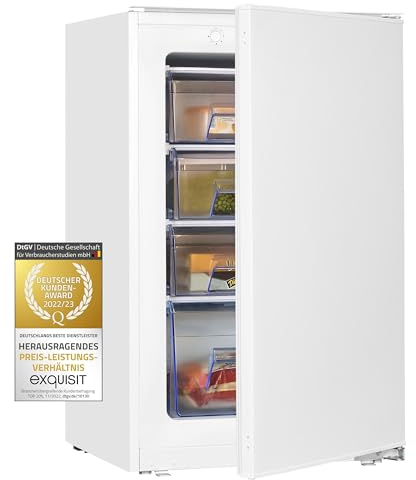 Exquisit Einbau-Gefrierschrank EGS101-080E | 77 L Volumen | Einbaugefrierschrank 87cm hoch | Türanschlag wechselbar | weiß