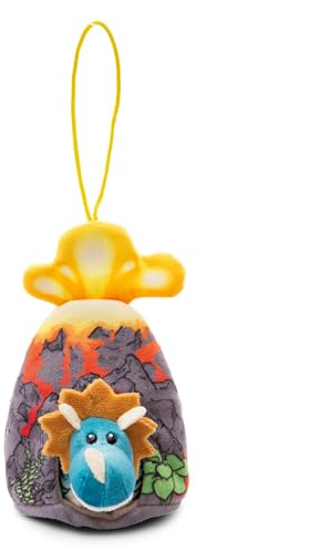 NICI Kuscheltier Dino Cerastupsy Petrol 12cm - 2in1 Flauschiges Kuscheltier im Vulkan für Mädchen, Jungen & Babys, Dino Stofftier mit Loop – 49462