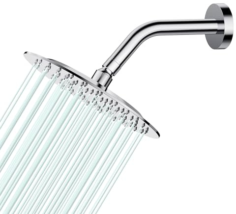 AULEEND Cabezal de ducha de lluvia, diseño ultrafino, aumento de presión, impresionante experiencia, cabezal de ducha de acero inoxidable de alto flujo (8 pulgadas, acabado cromado)